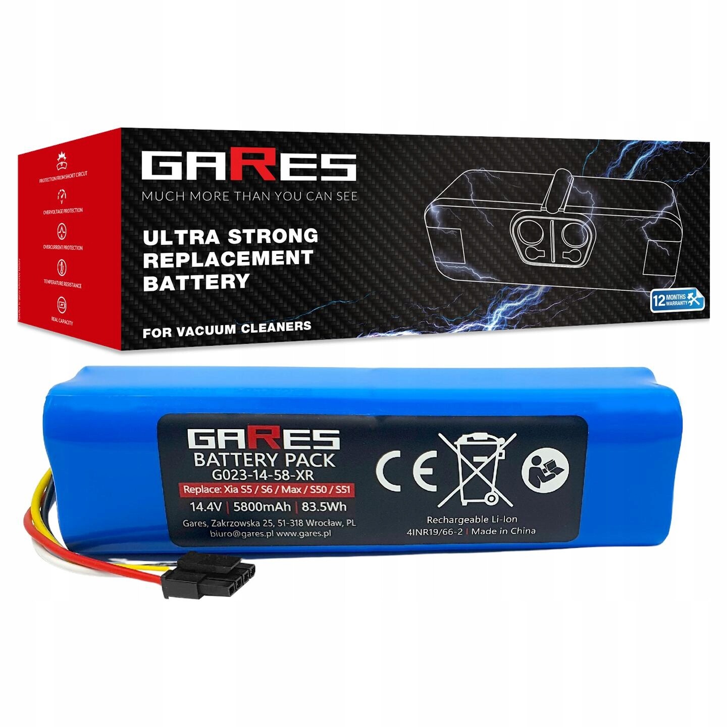 Akumulátor Gares pro Xiaomi Roborock BRR-2P4S-5200S BRR-2P4S-5200D 5,8Ah