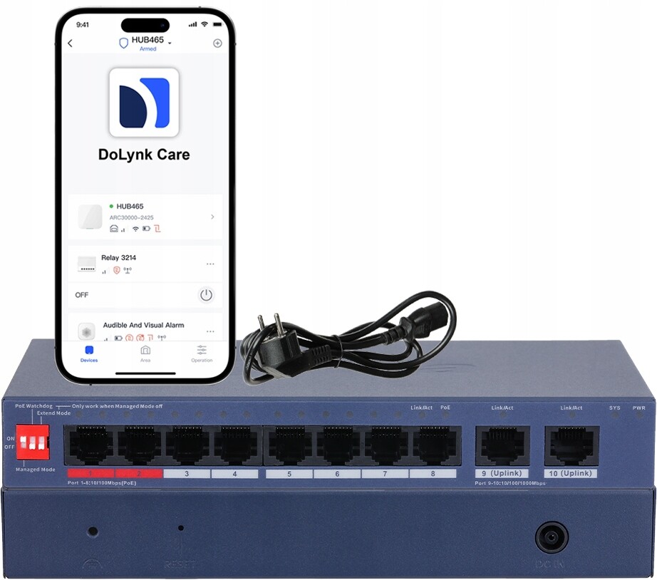 Switch Poe 8xPoE +2x Uplink 10/100/1000Mbps Dahua CS4010-8ET2GT-110 Cctv