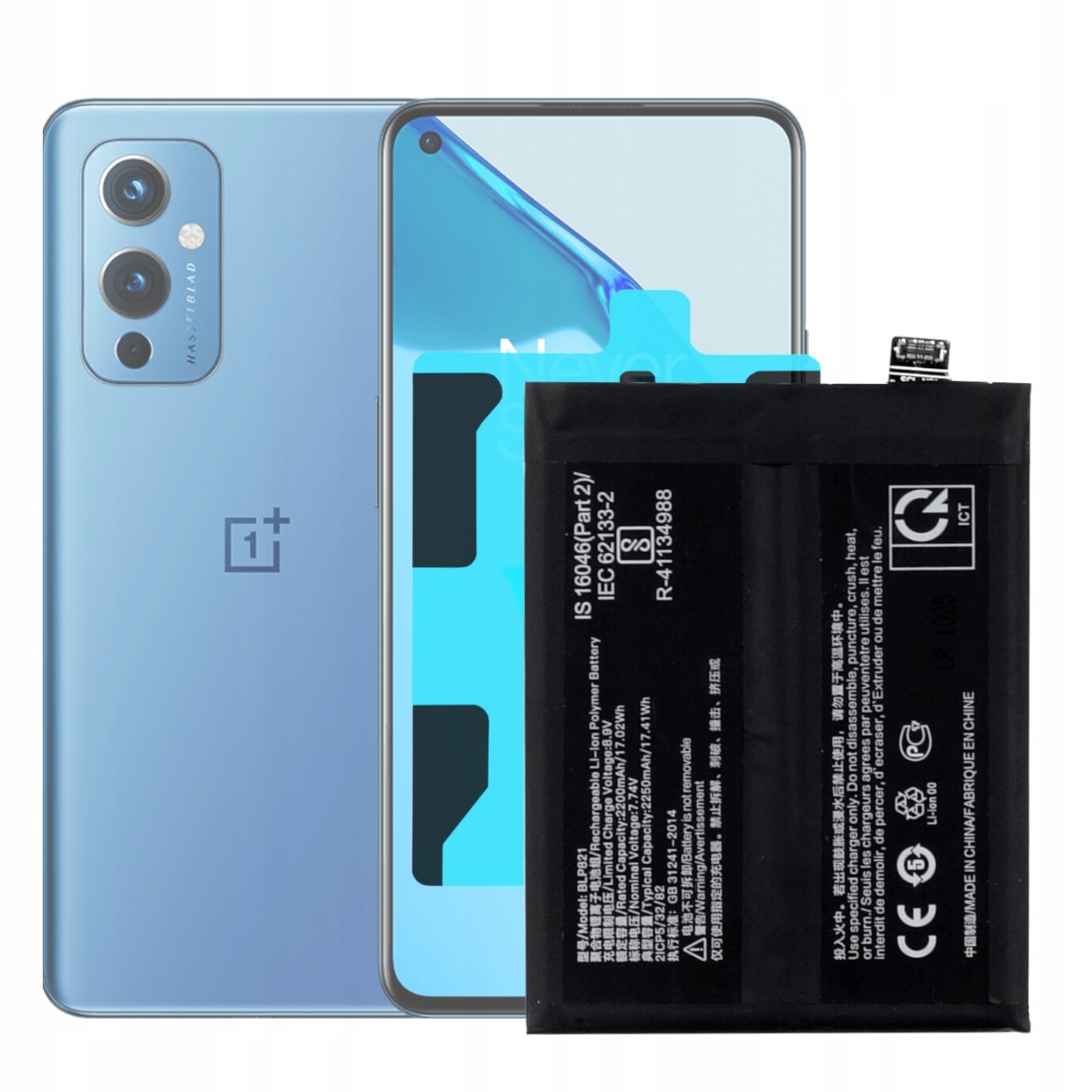 Baterie Akumulátor pro OnePlus 9 BLP821 4500 mAh montážní páska