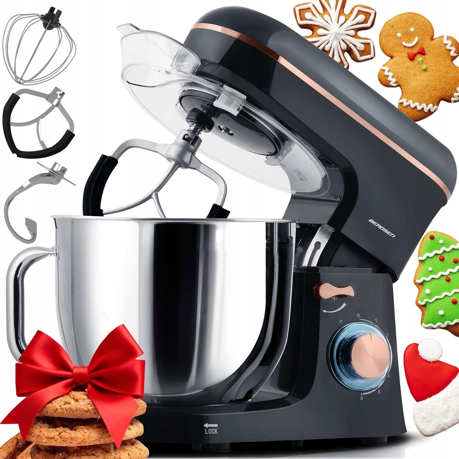 Planetární Kuchyňský Robot Mixér Berdsen 1400 W Nerezová Ocel 6 L Černý