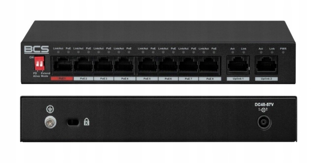 PoE Switch Bcs -L-SP0802G(2) 10portový, 8xPoE, 2x Uplink Gigabit Bcs Basic