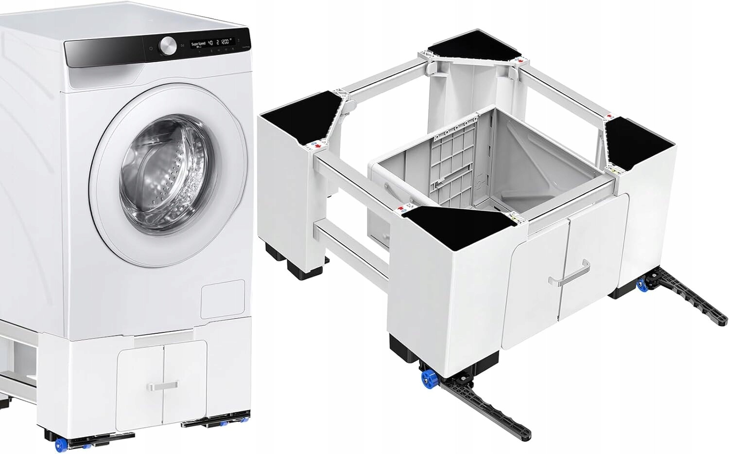 Niuxx Podstavec pod pračku 63-69 Cm s kolečky, nastavitelná nosnost 400 kg šuplík