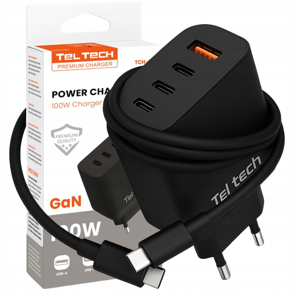 Rychlá Síťová Nabíječka GaN 100W 3x Usb C 1x Usb A Qc Kabel Typ C 100W