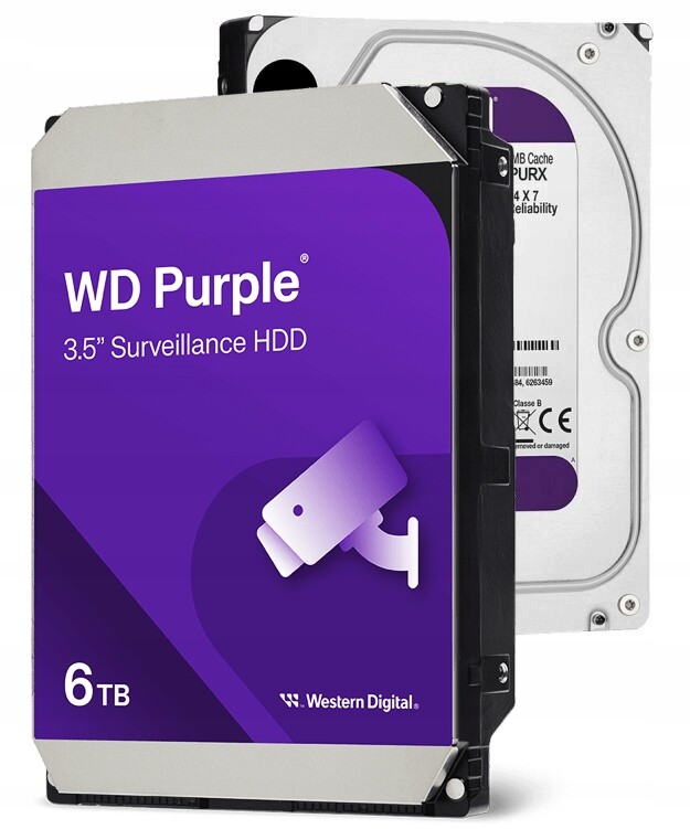 Pevný Disk Hdd 6TB Sata pro záznamník monitorování kamer Cctv Wd Purple