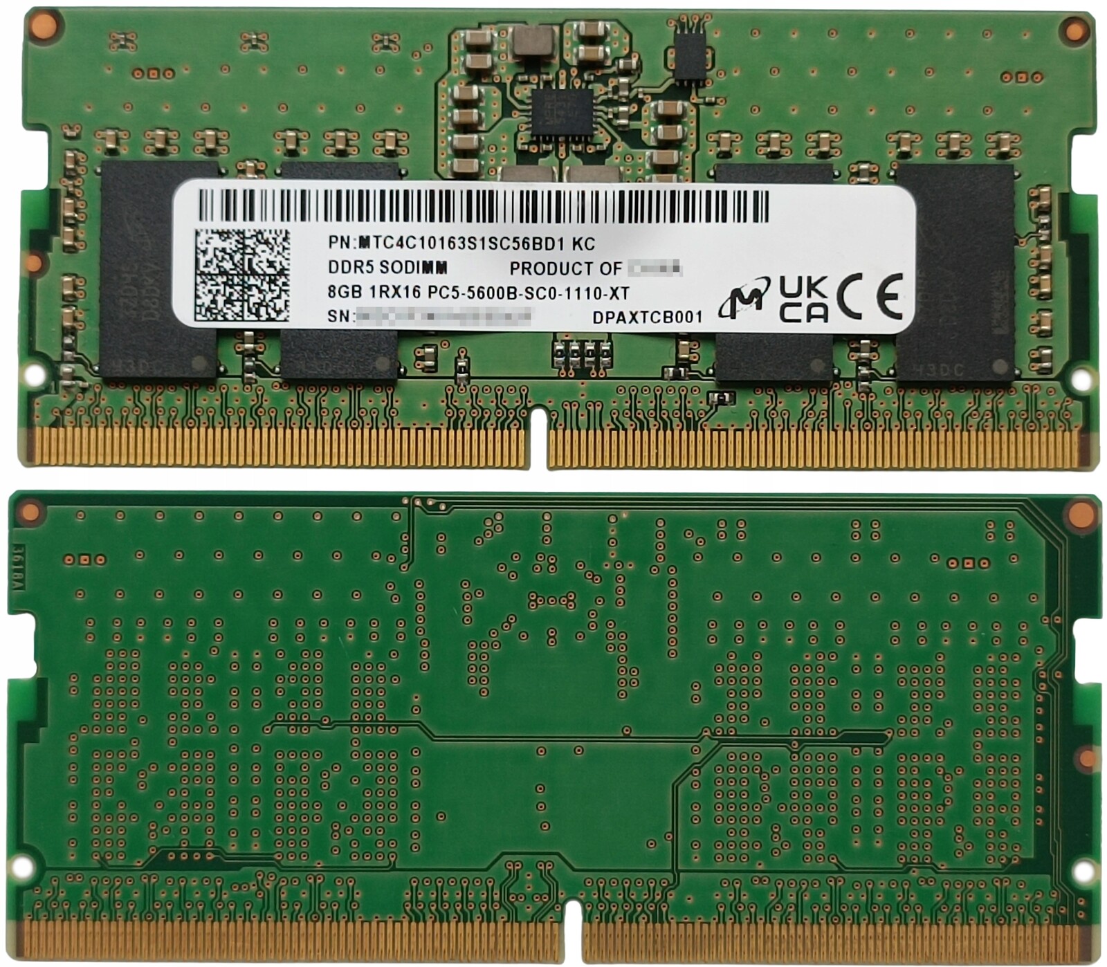 (n) 8GB 1*8GB Micron DDR5 5600MHz 1.1V MTC4C10163S1SC56BD1