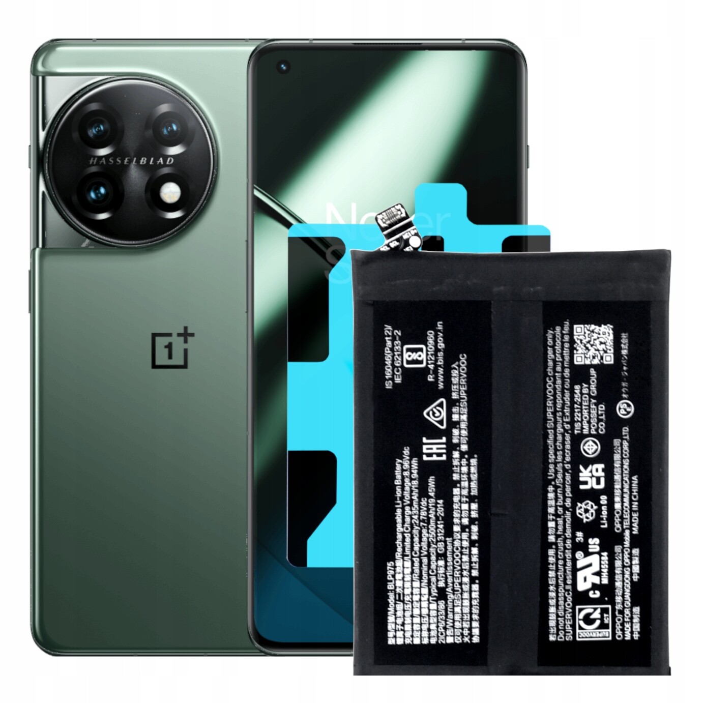 Baterie Akumulátor pro OnePlus 11 BLP975 montážní páska Těsnění