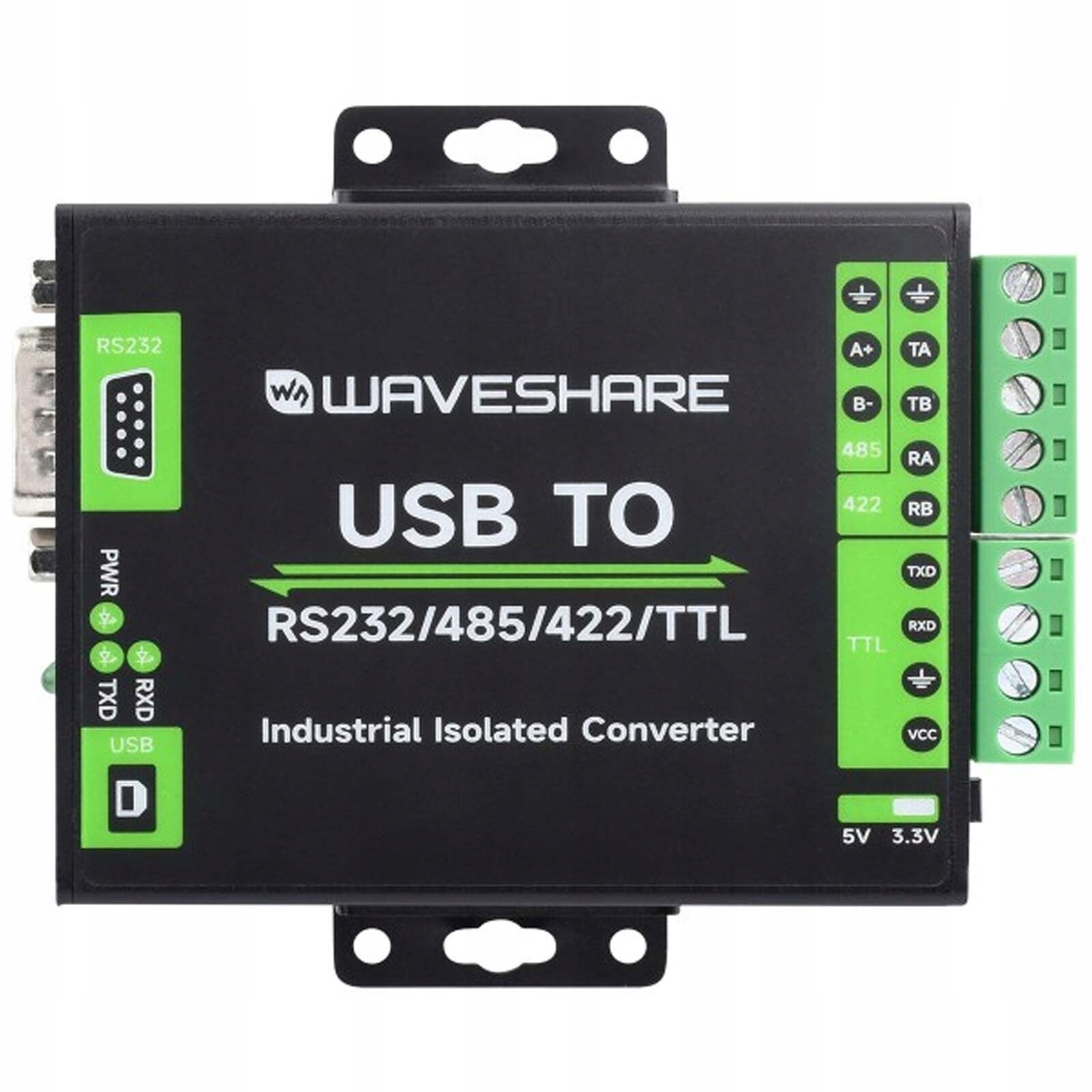 Průmyslový převodník Usb na RS232 RS482 RS422 Ttl Waveshare izolovaný