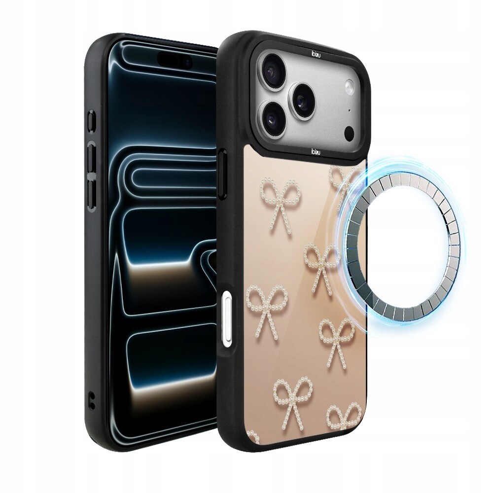 Matný Pouzdro Ibizu DropGuard pro iPhone 17 Pro s MagSafe a perleťovými mašličkami