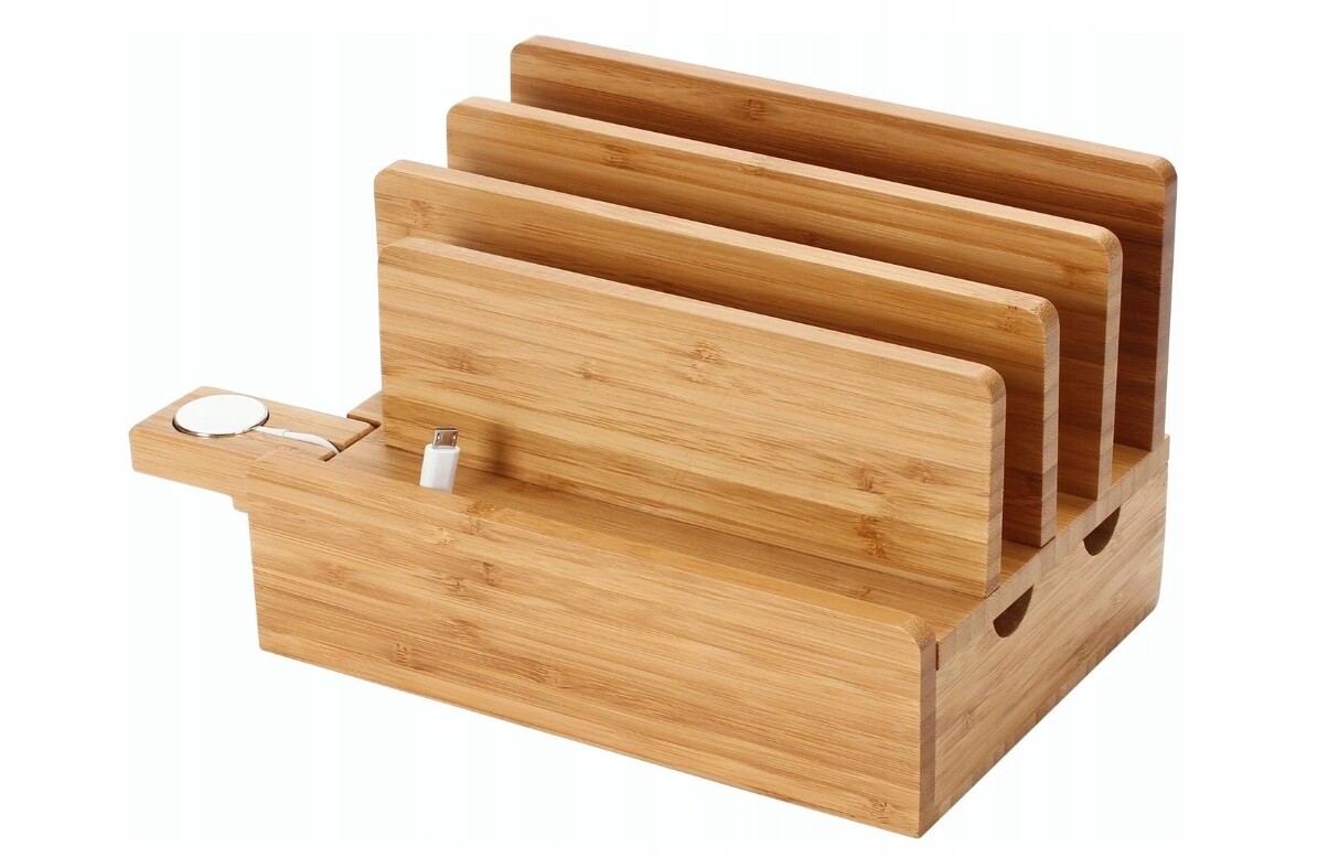 Bambusová Nabíjecí Stanice Pro Zařízení, Organizér Kabelů