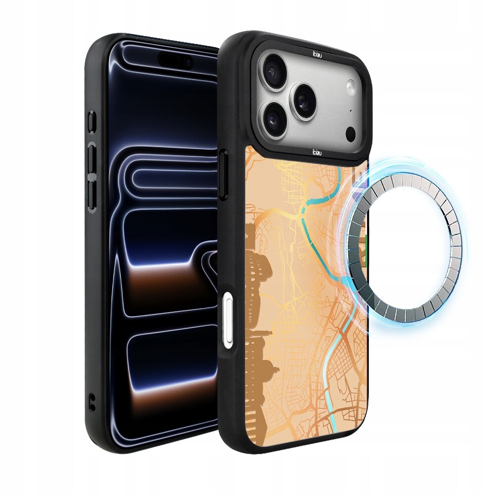 Matný Pouzdro Ibizu DropGuard s MagSafe pro iPhone 17 Pro Max, mapy světa, Řím