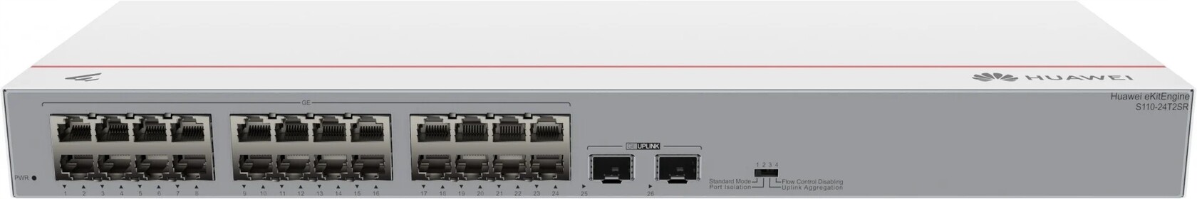 Přepínač Huawei S110-24T2SR (24 portů Ge, 2 porty Ge Sfp, napájení Ac)
