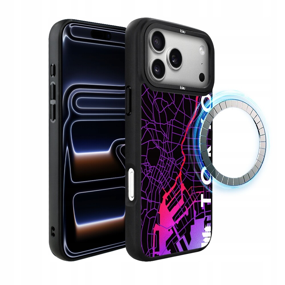 Pouzdro pro iPhone 17 Pro Ibizu DropGuard Matt s MagSafe, mapa světa, Tokio