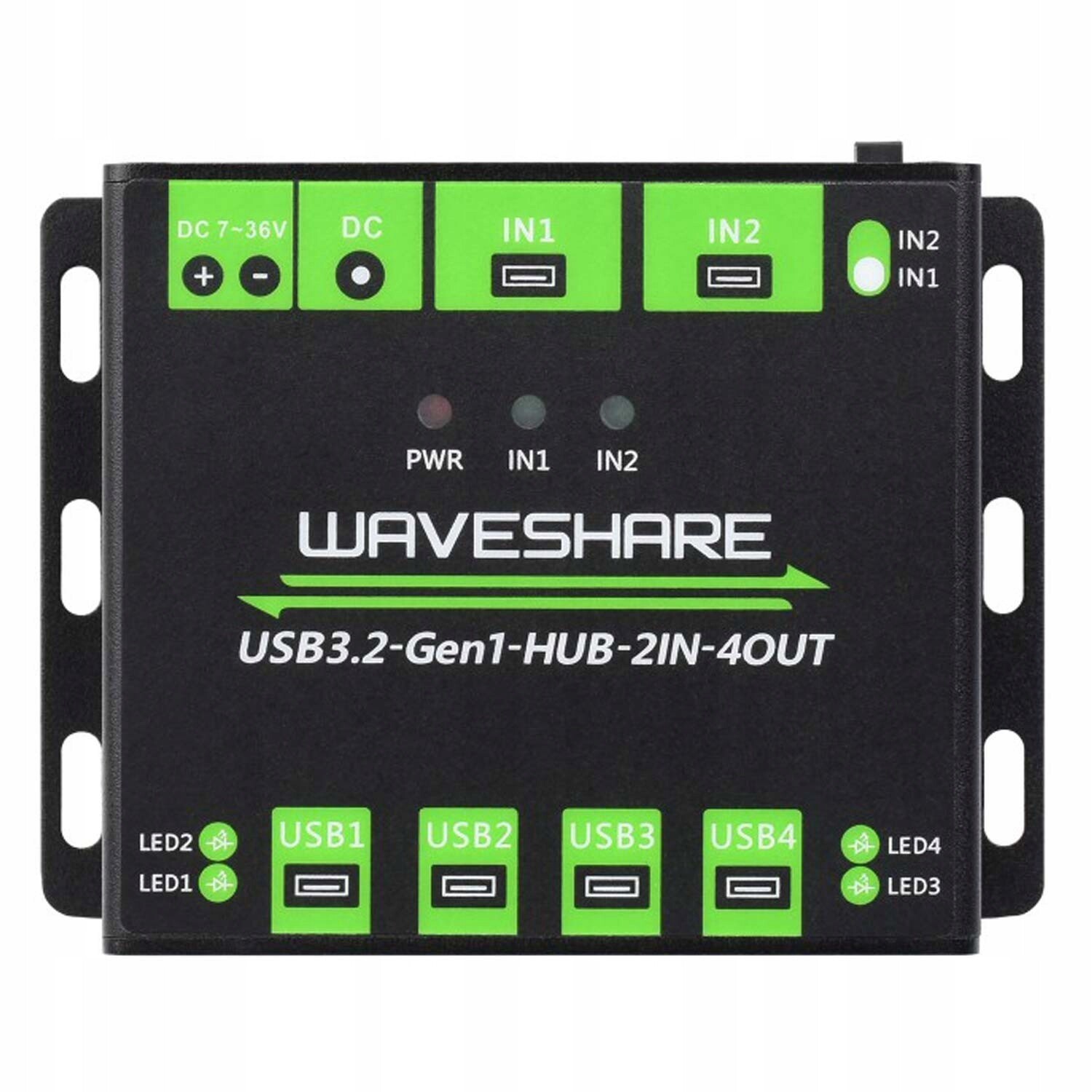 Usb 3.2 průmyslový Hub 2IN-4OUT rozbočovač Waveshare dual host 5GB/s