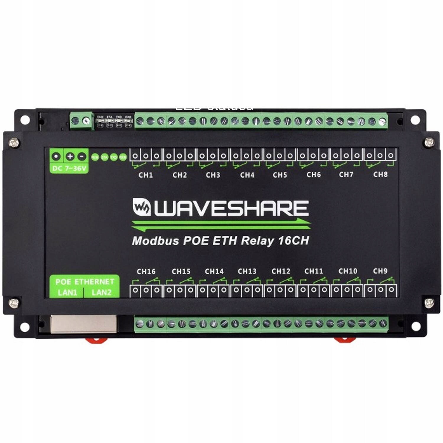 16kanálový reléový modul Waveshare Modbus Poe Eth Relay 16CH izolace