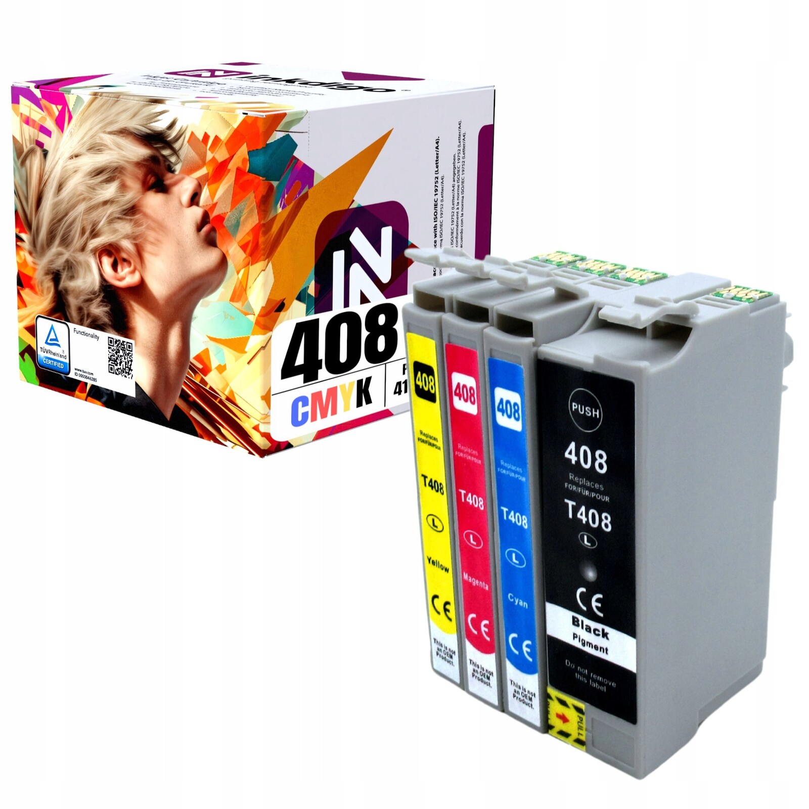 4x náhradní inkoust 408 XL pro Epson WorkForce Pro Wf-c 4310 Dw 4810 Dtwf