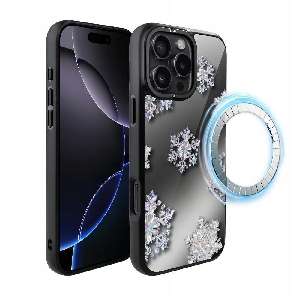 Pouzdro pro iPhone 16 Pro Ibizu DropGuard Matt s MagSafe, sněhové vločky