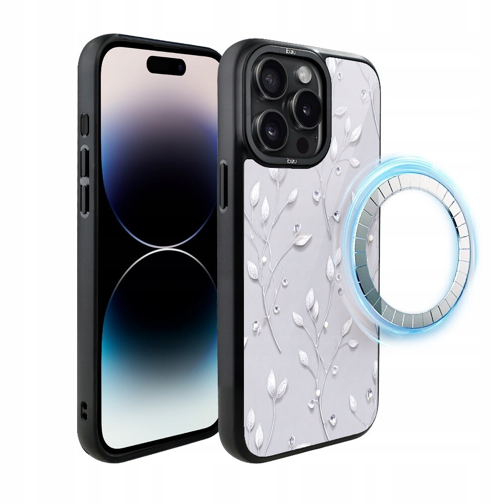Pouzdro pro iPhone 14 Pro Max Ibizu DropGuard Matt s MagSafe, Ledové květy