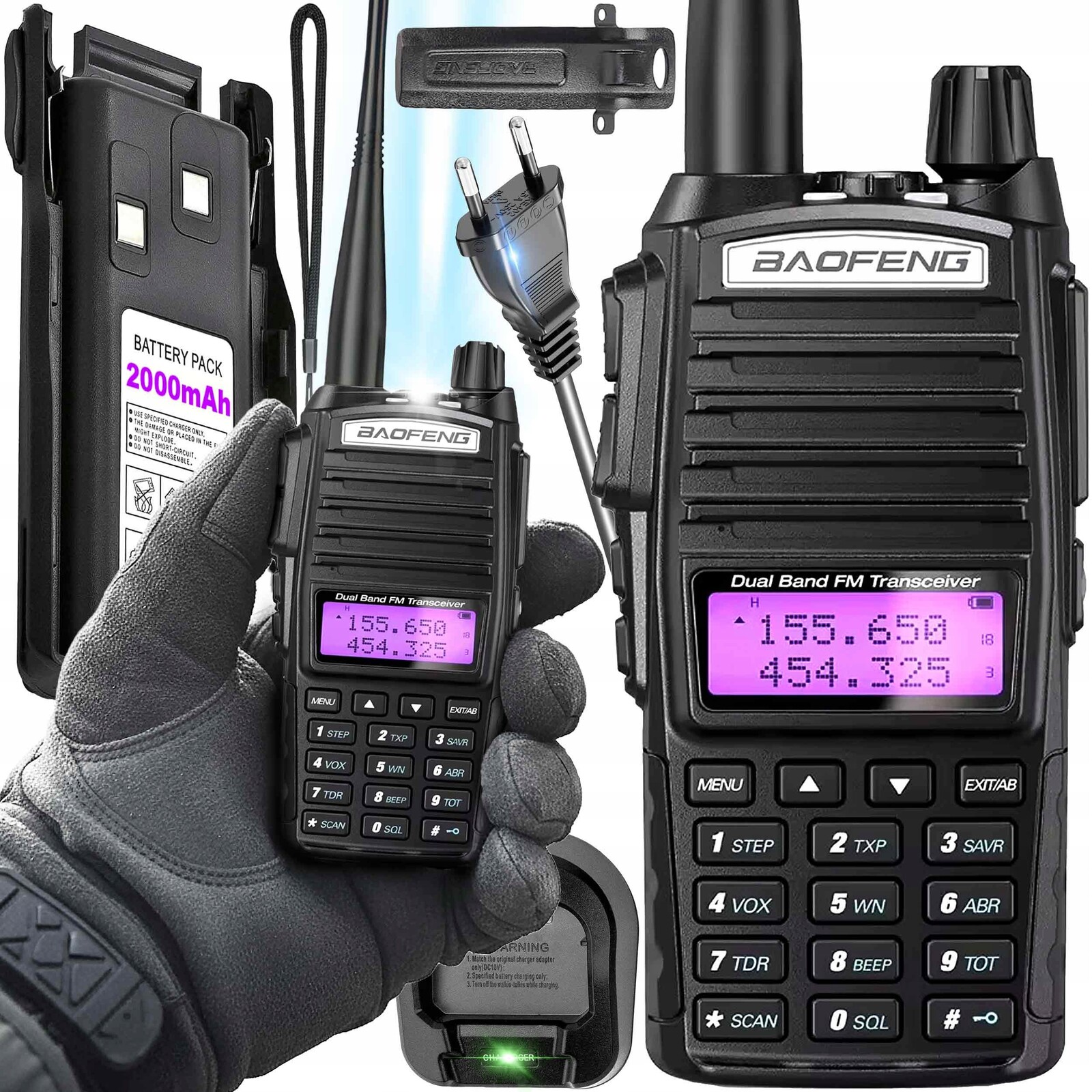 Vysílačka Baofeng EU82X 8W Solidní Vylepšený UV-82 PMR446 Dálkový Dosah