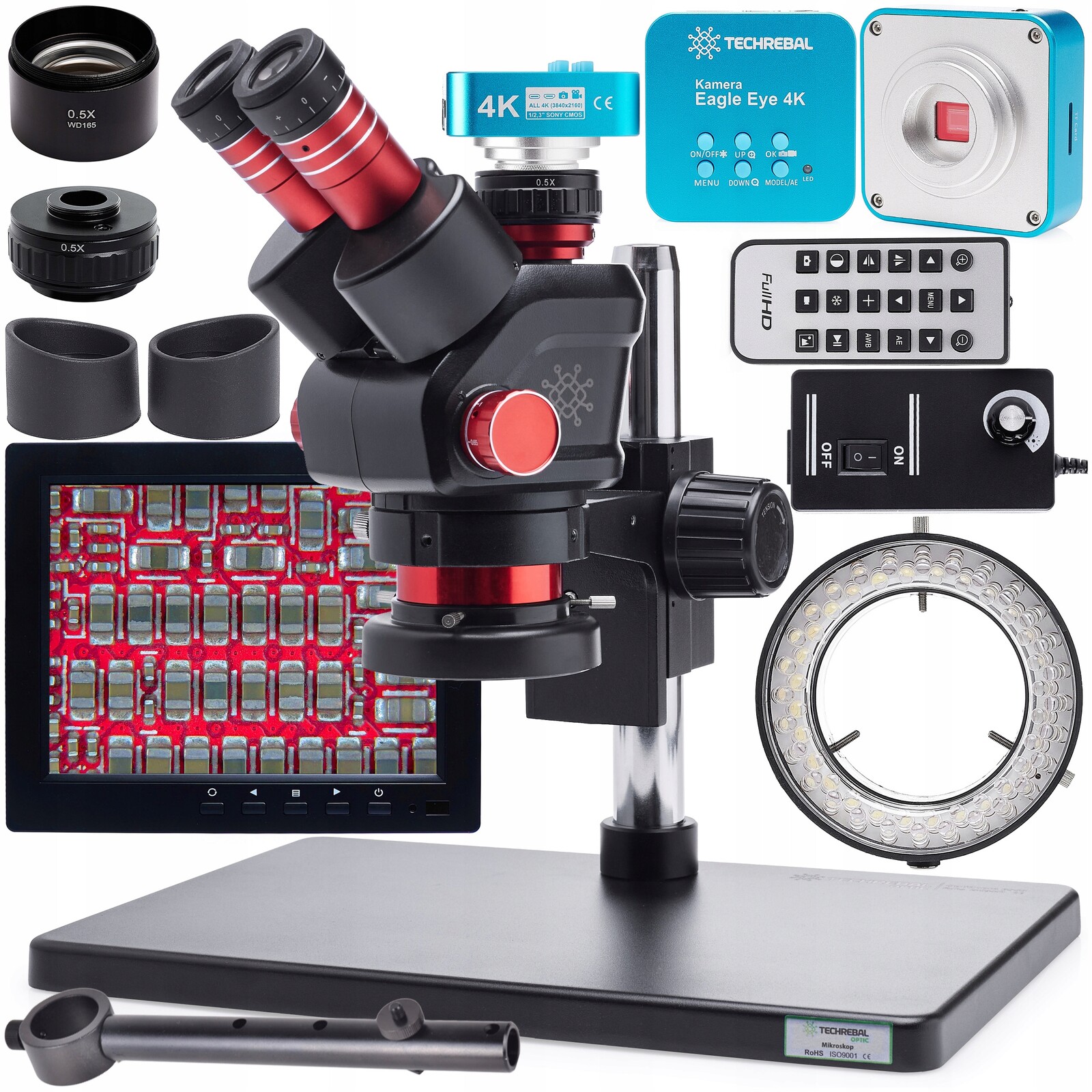 Optický Mikroskop 6,5-58x kamera 4K osvětlení 56x obrazovka 8