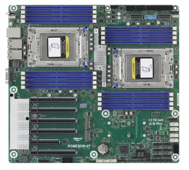 ASRock ROME2D16-2T, 2xSKT SP3, Amd Epyc 7000, SoC, Sata, NVMe, 2xM.2, 2x10G