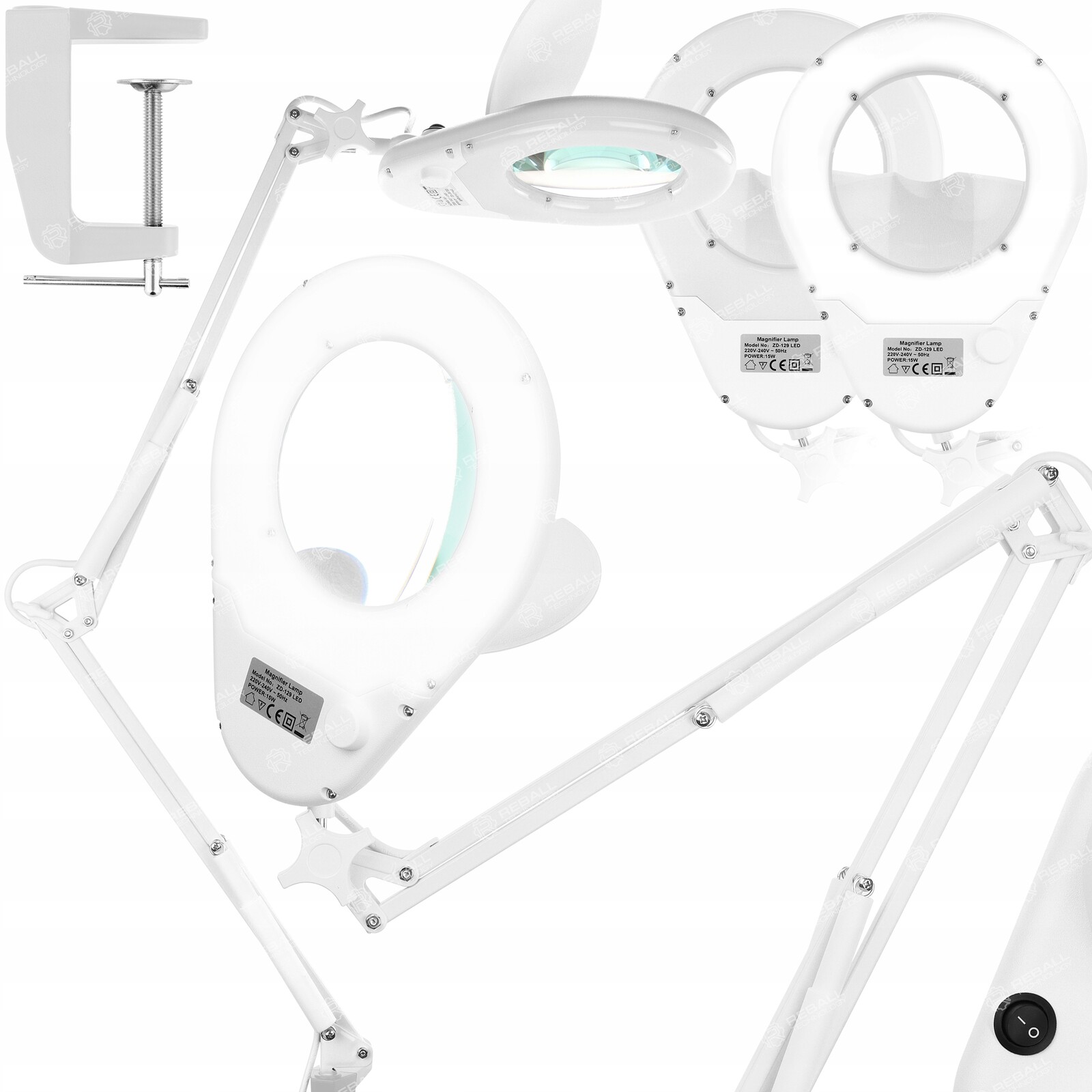 Led Kroužková Lampa Velká Lupa 12cm 3X Lampa Na Rameni Dílenská 15W