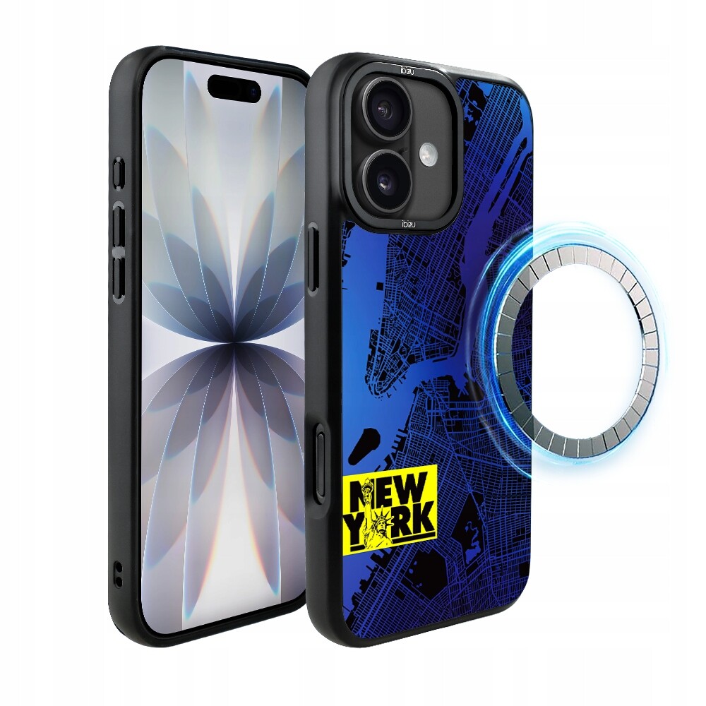 Pouzdro pro iPhone 17 Ibizu DropGuard Matt s MagSafe, mapa světa, New York