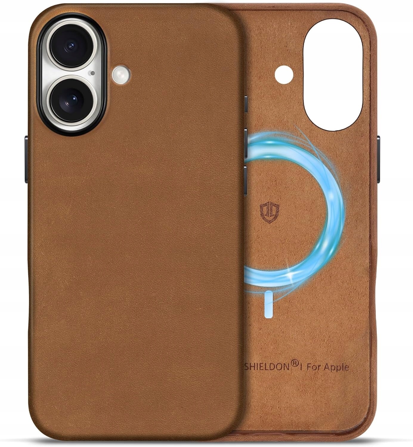 Shieldon přírodní pouzdro MagSafe pro iPhone 16, hovězí kůže, hnědá