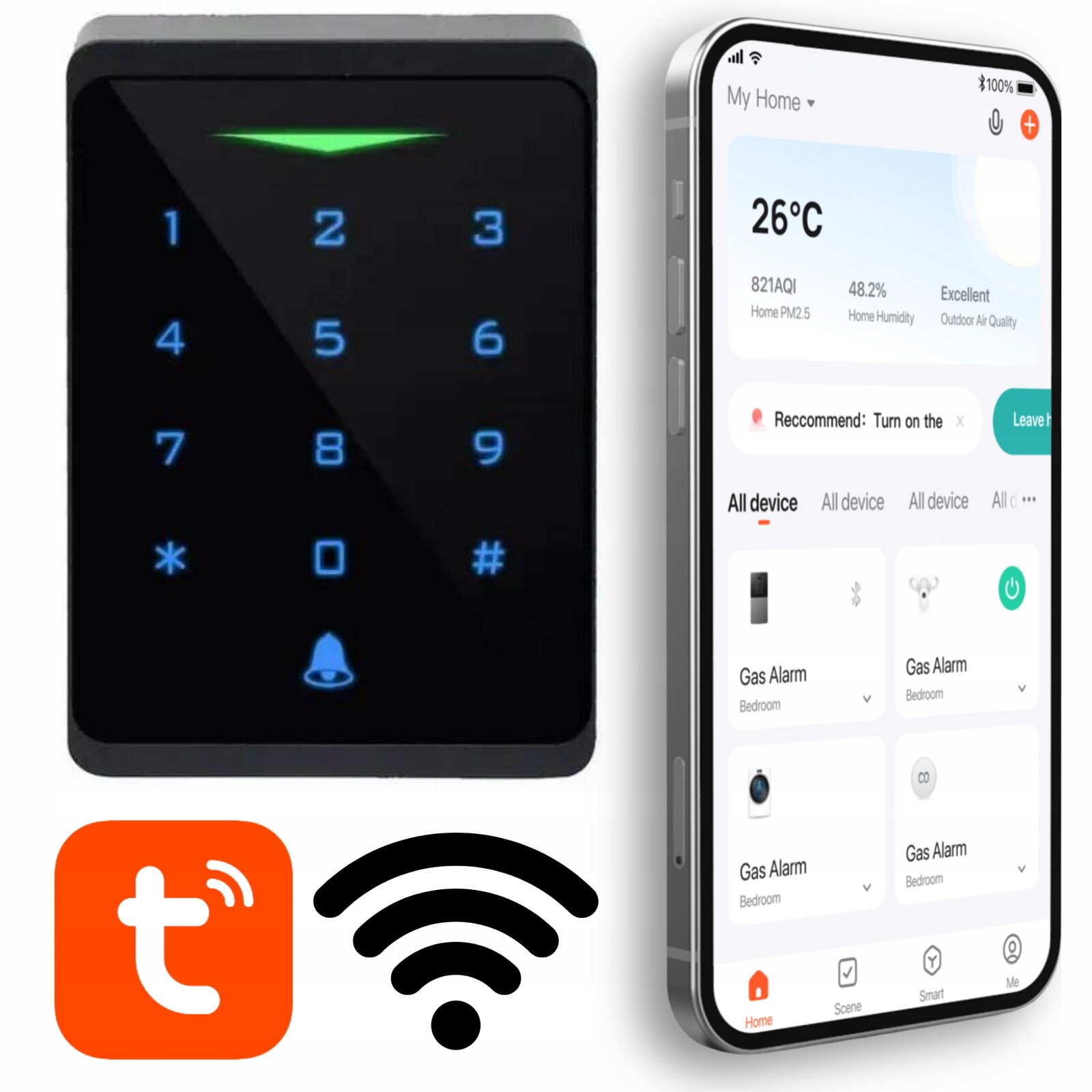 Klávesnice Na Dveře Zámku Pinpad Tuya Wifi Pro Rfid Kartu Do Kanceláře Smart