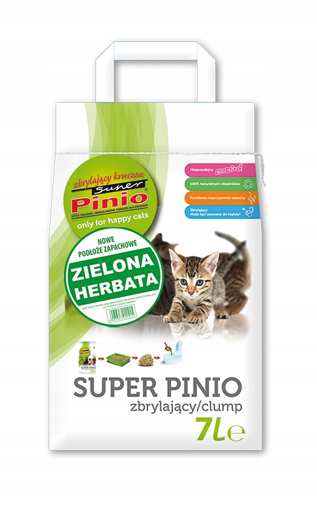 Super Pinio stelivo pro kočky Green Tea - výhodné balení: 2 x 7 litrů (cca 5 kg)