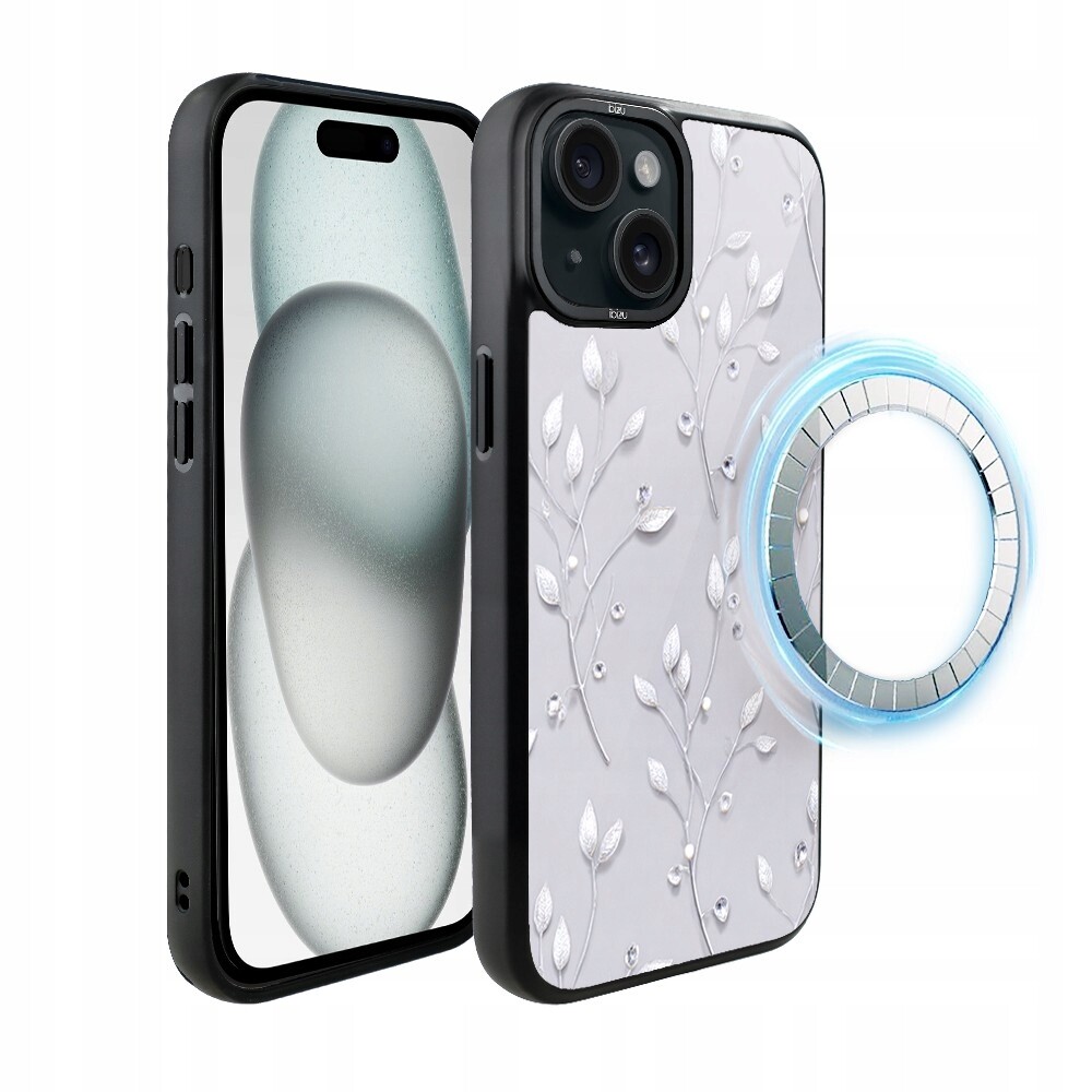 Pouzdro pro iPhone 15 Ibizu DropGuard Matt s MagSafe, Ledové květy