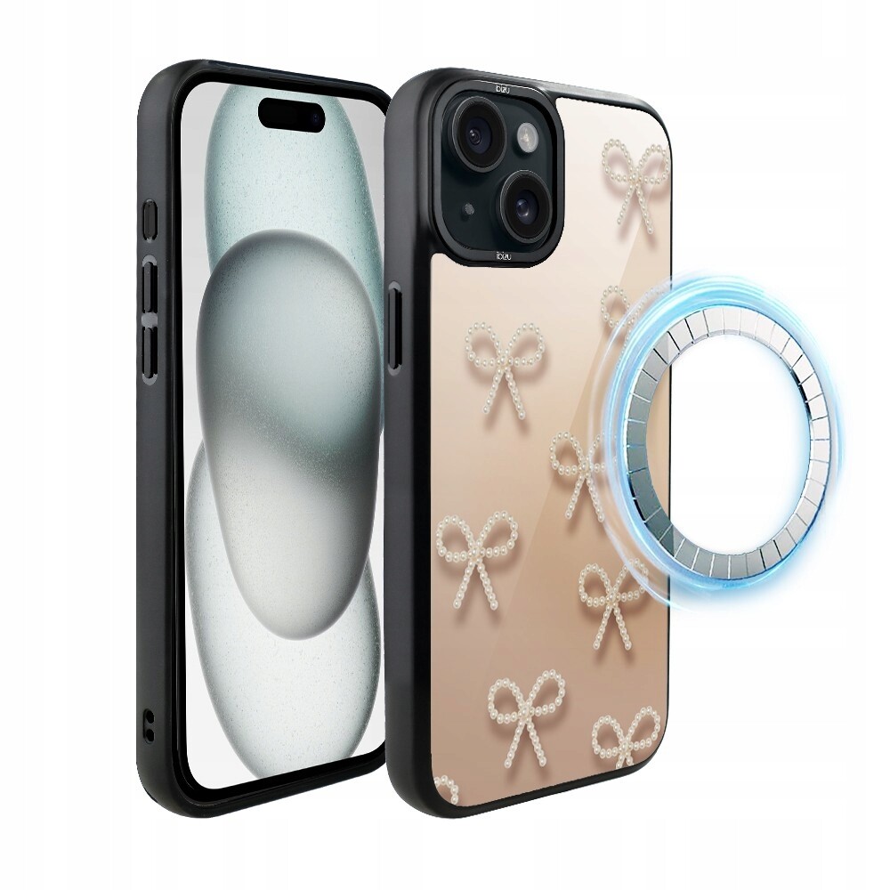 Pouzdro Ibizu DropGuard Matné pro iPhone 15 s MagSafe a perleťovými mašličkami