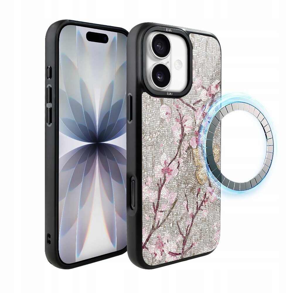 Pouzdro pro iPhone 17 Ibizu DropGuard Matt s MagSafe, Mozaika kvetoucí třešně