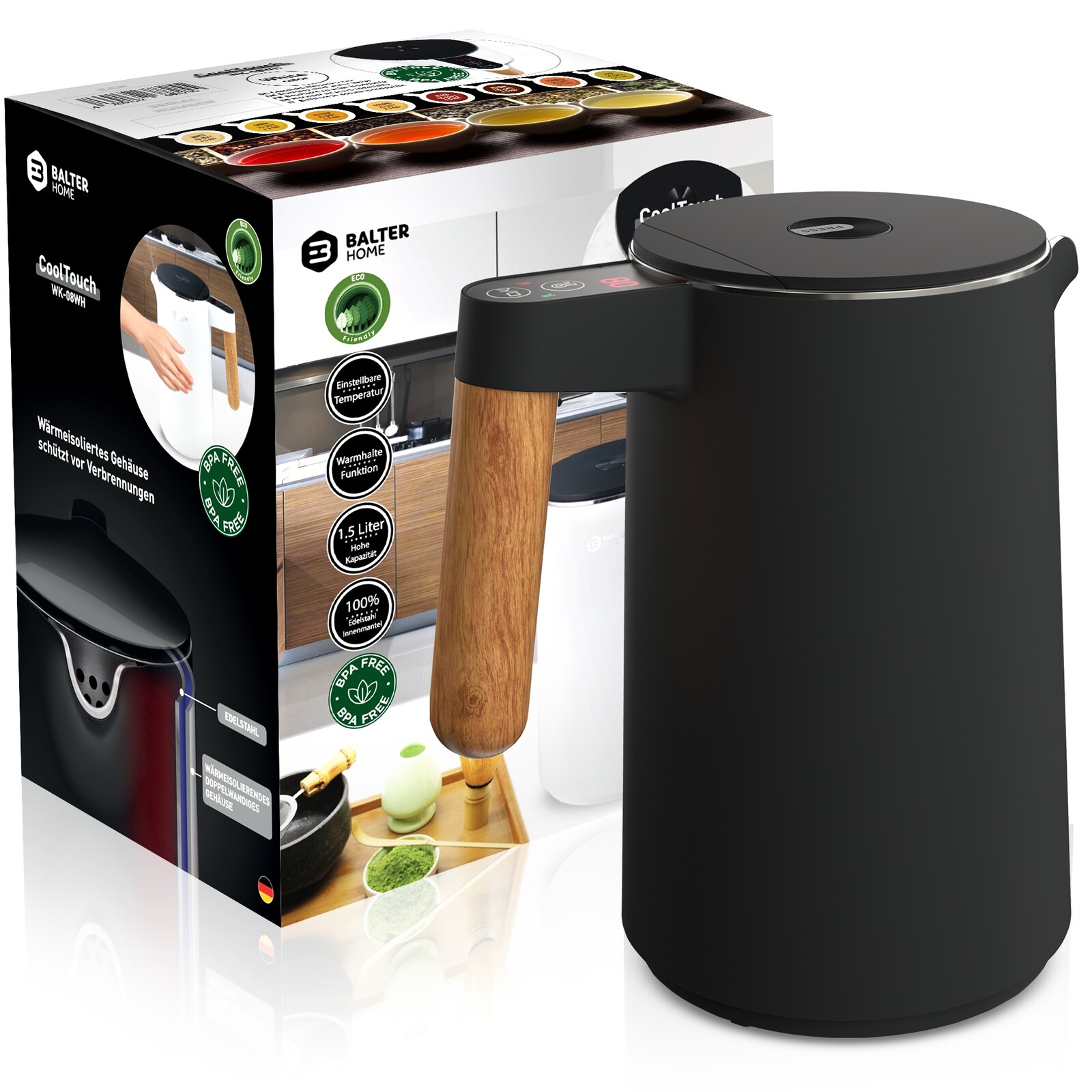 Elektrická varná konvice Balter WK-08-BL 2200 W 1,5 l černá