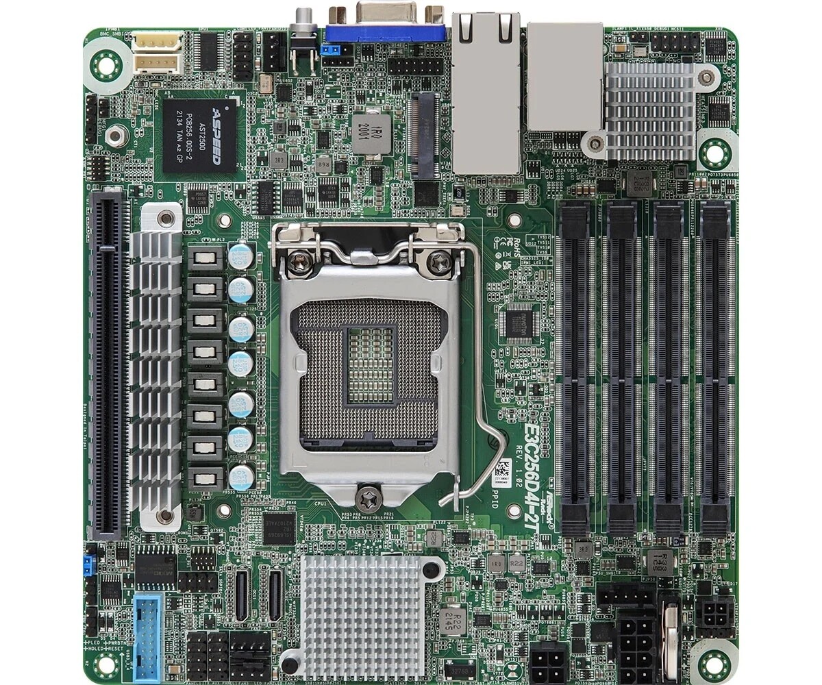 ASRock E3C256D4I-2T, 1xSKT LGA1200, Intel E-2300, C256, 4xDIMM, Sata, 1xM.2