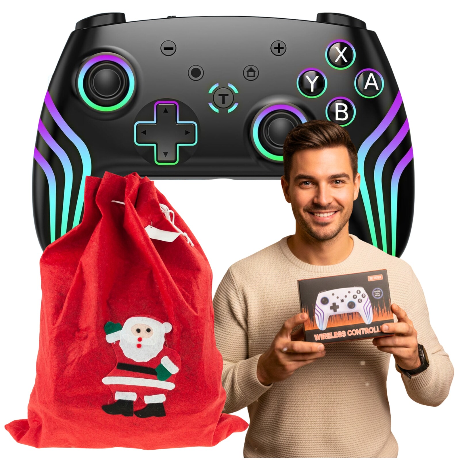 Dárková sada Ovladač pro hraní padů a mikulášský pytlík dárek