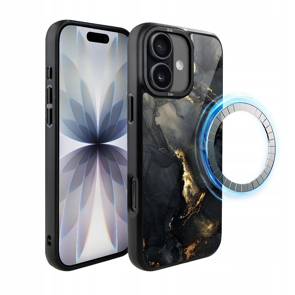 Pouzdro pro iPhone 17 Ibizu DropGuard Matt s MagSafe, černý diamant se zlatem