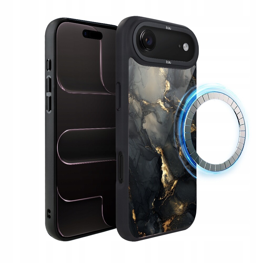 Pouzdro pro iPhone Air Ibizu DropGuard Matt s MagSafe, černý diamant se zlatem