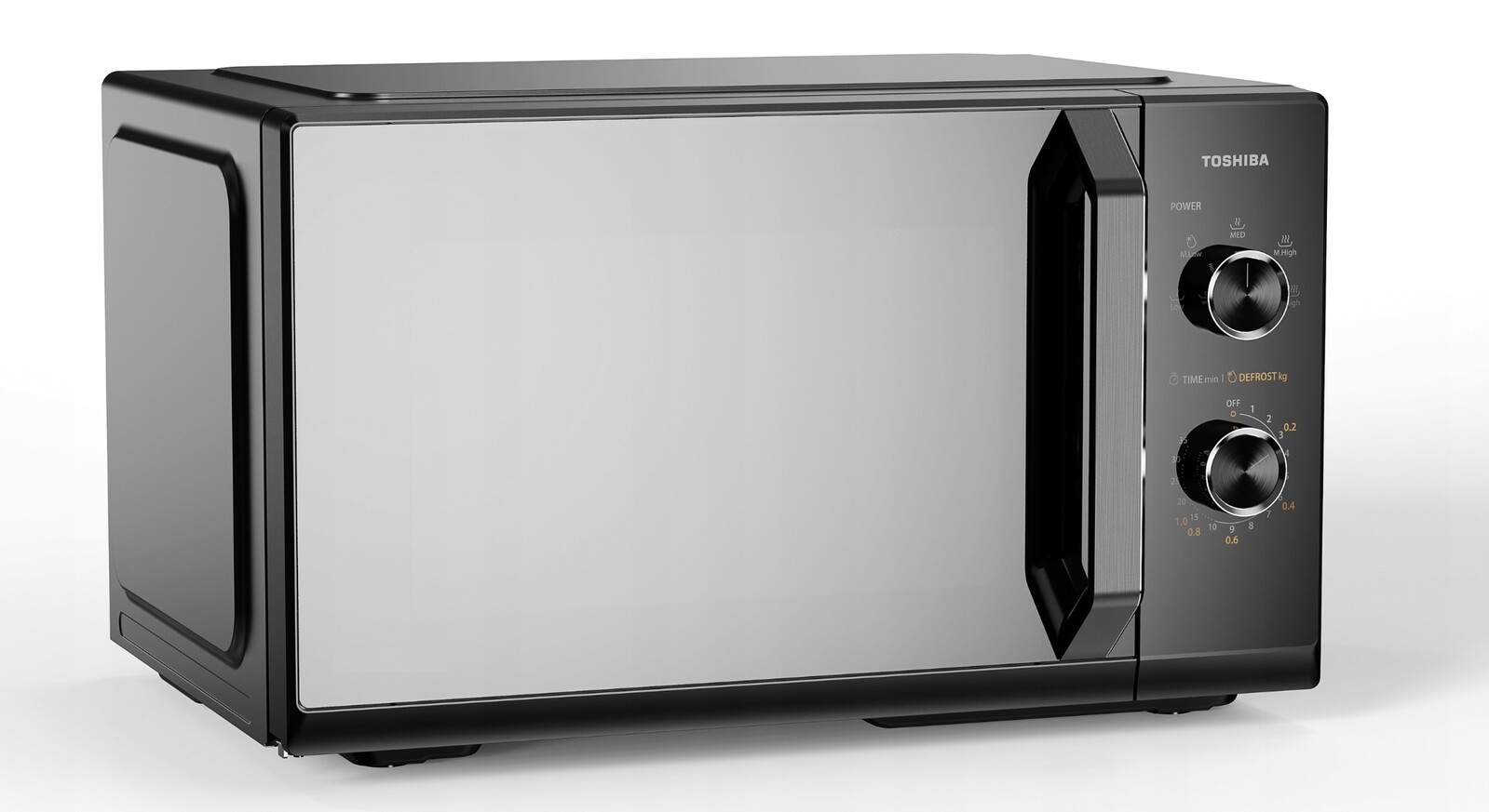 Mikrovlnná trouba Toshiba, jednoduché ovládání, černá skleněná