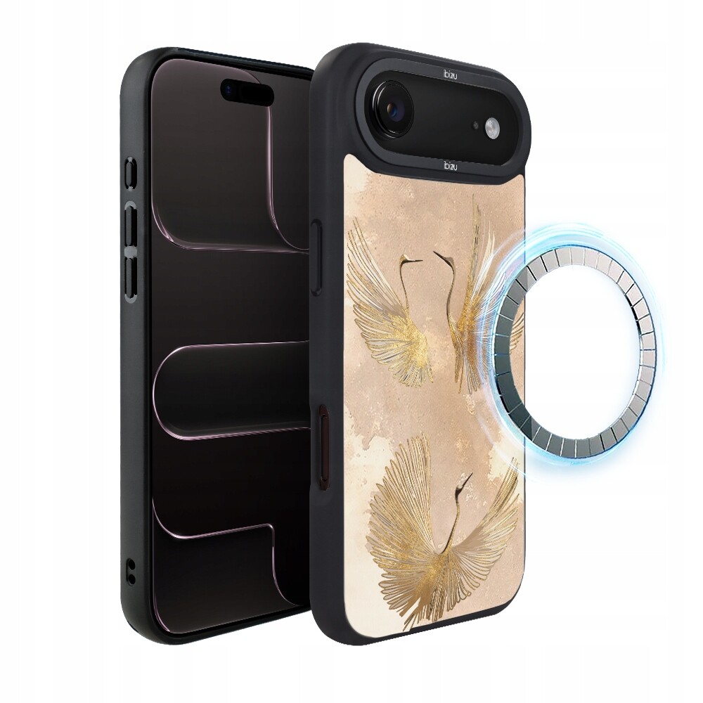 Pouzdro pro iPhone Air Ibizu DropGuard Matt s MagSafe, Boho, Zlaté jeřáby