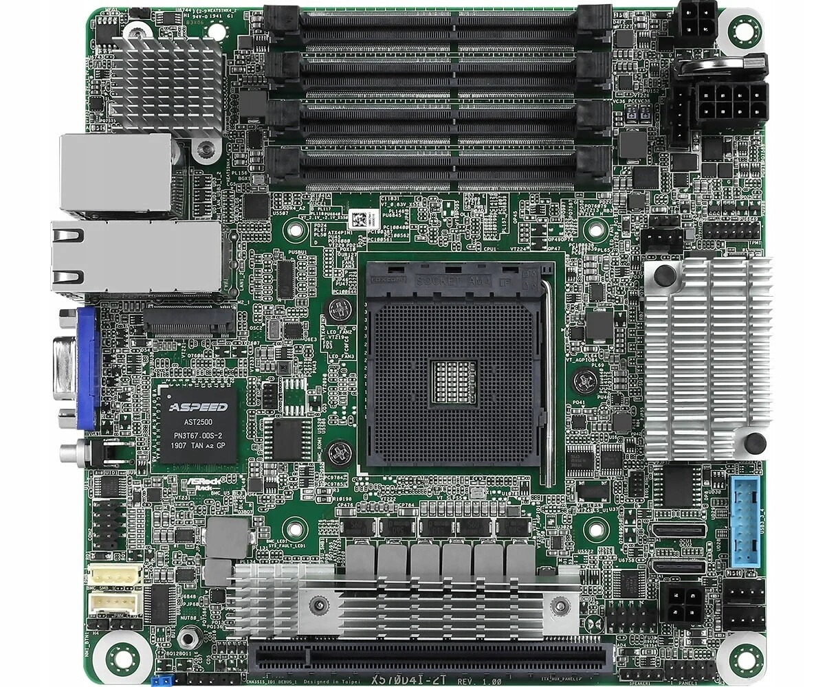 ASRock X570D4I-2T, 1xSKT AM4, Amd Ryzen, X570, Sata, 1xM.2, 2x10GbE, Ipmi