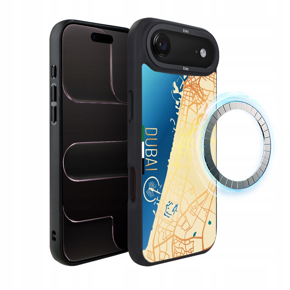 Matný Pouzdro pro iPhone Air Ibizu DropGuard s MagSafe, mapy světa, Dubaj