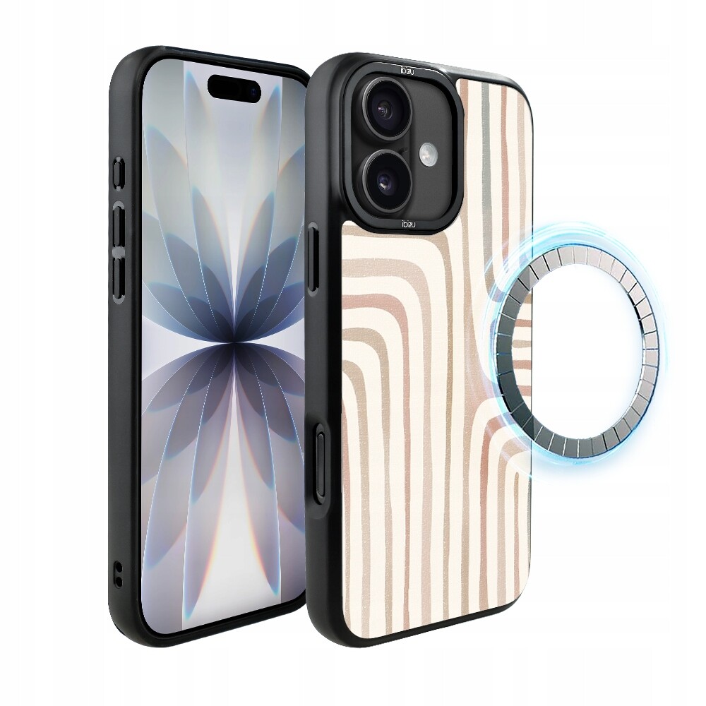 Pouzdro pro iPhone 17 Ibizu DropGuard Matt s MagSafe, Boho, Geometrické linie