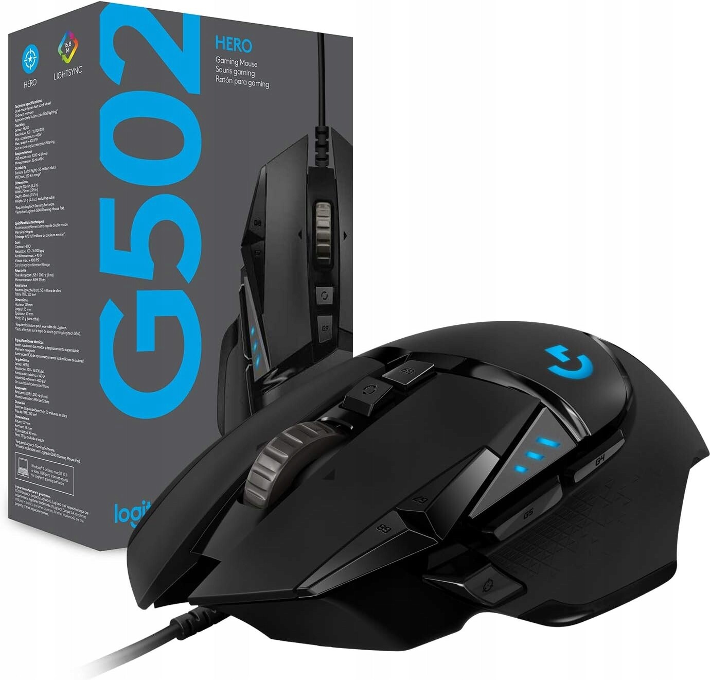 Myš Pro Hráče Logitech G502 Hero 25600DPI Regulace Hmotnosti