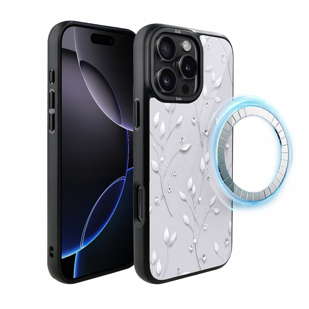 Pouzdro pro iPhone 16 Pro Max Ibizu DropGuard Matt s MagSafe, Ledové květy