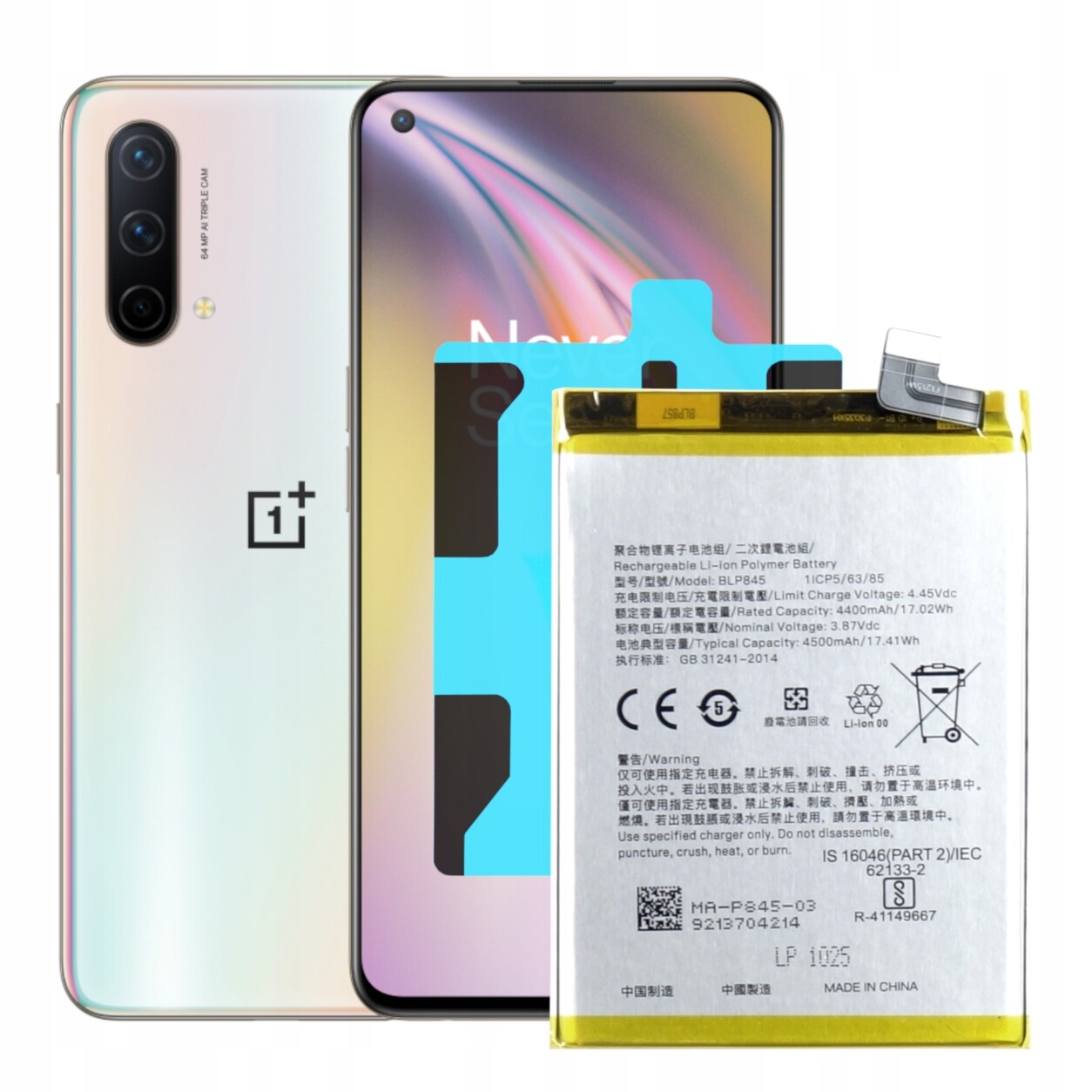 Baterie Akumulátor pro OnePlus Nord Ce 5G BLP845 4500 mAh montážní páska