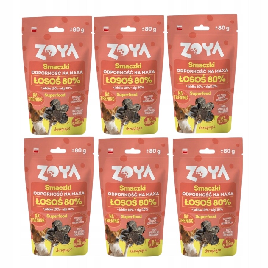 Psí pamlsek Zoya Chutě Odolnost vůči Maxovi Lososovi 6x80 g