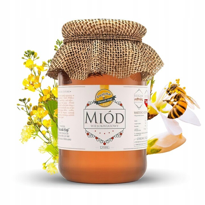 100% přírodní Vícekvětý Med z vlastní Polský kůže, 1,2 kg, sada 2x