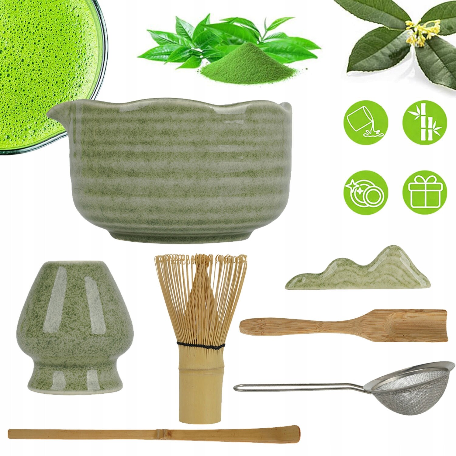 Sada Na Výrobu Matcha 7-DÍLNÁ Dárková Sada Na Čaj Macha