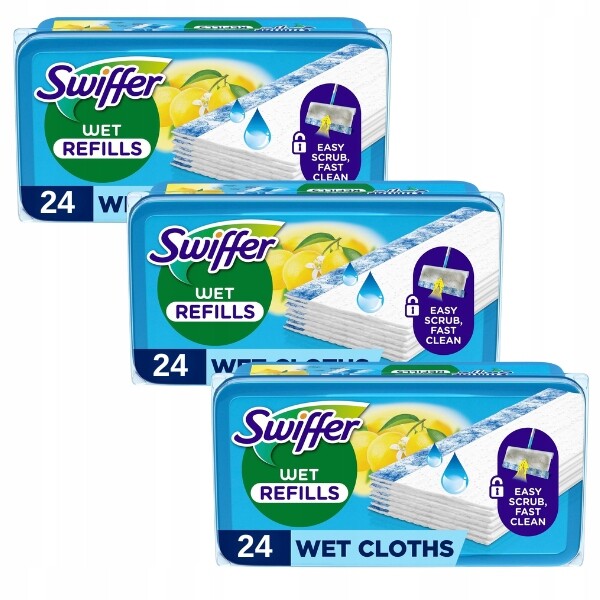 3x Swiffer Mokré utěrky na mop Citrus Fresh vyměnitelné náplně 24 ks