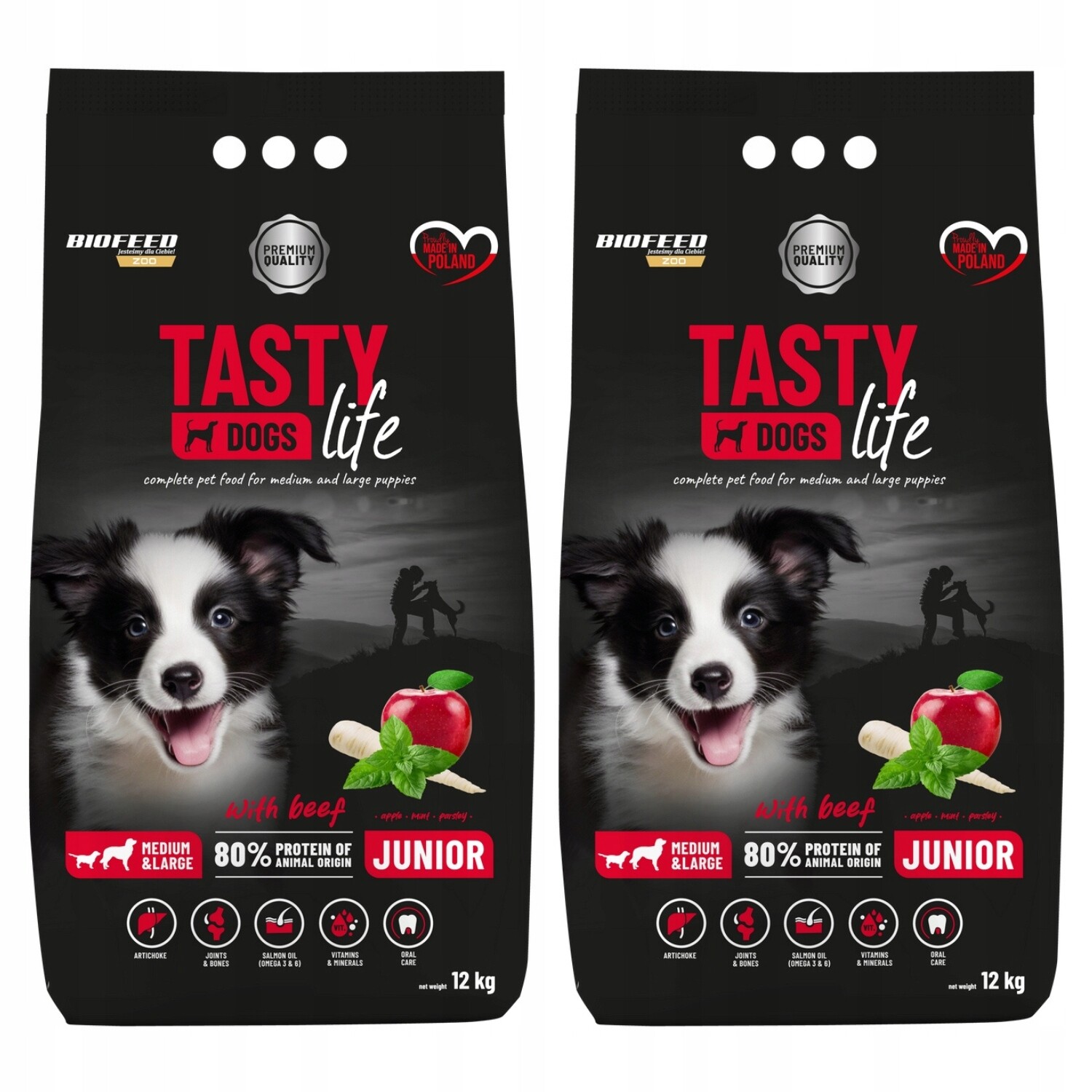 Tasty Dogs Life Junior Suché krmivo pro malé hovězí štěně 12 kg x2